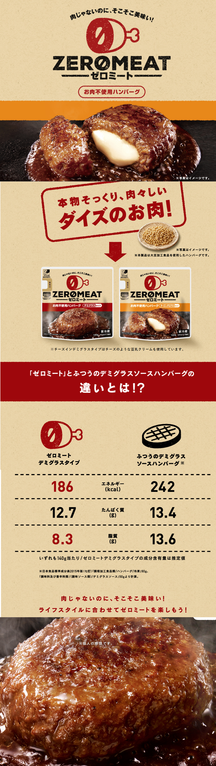 韓国食品のKFT / 【冷蔵】ZEROMEAT・チーズインデミグラスタイプハンバーグ・140g